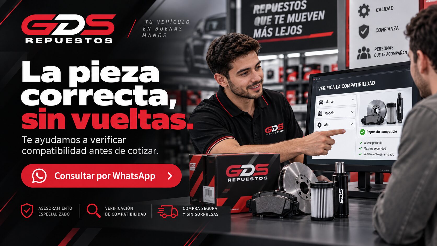 La pieza correcta, sin vueltas. Te ayudamos a verificar compatibilidad antes de cotizar.